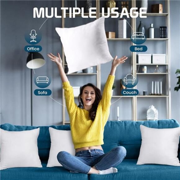 Utopia Bedding Throw Pillows (Set of 4, White), 18 x 18 Inches Pillows for - Picture 5 of 7